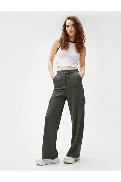 Koton Cargo Pants High Waist Pocket Detailed