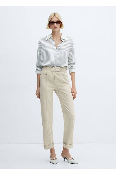 MANGO Woman Džíny s elastickým pasem Slouchy