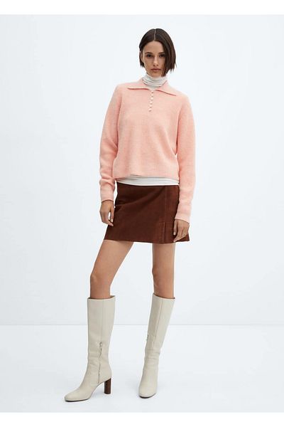 MANGO Woman Pulover cu gât polo
