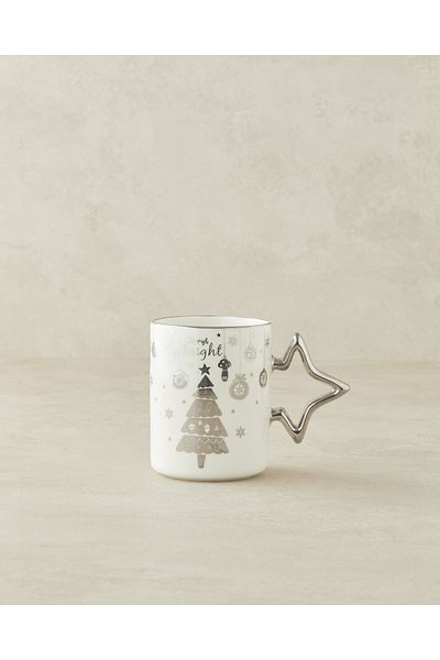 English Home Winter Silver Star New Bone China Christmas Mug 400 ml