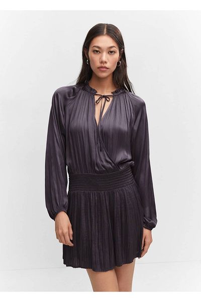 MANGO Woman Rochie plisata din satin
