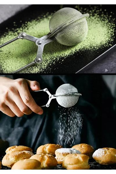 OZCMAX Practical Stainless Steel Flour Cocoa Powder Sugar Sieve - Tea Brewing Strainer with Tongs
