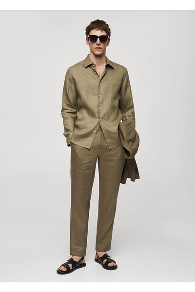 MANGO Man 100% Linen Slim Fit Trousers