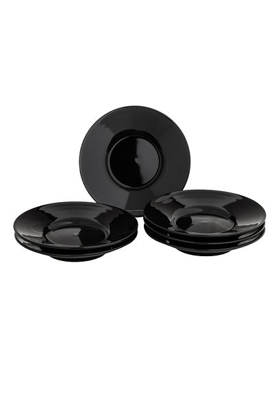 Dania Set of 6 porcelain plates, black, size 15 cm