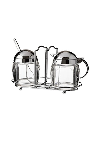 Dania Sugar storage set and acrylic oil container with metal stand