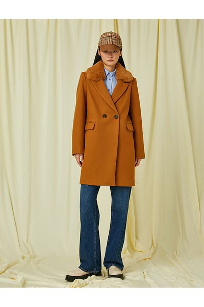Koton Stitched Coat Pocket Detailed Collar