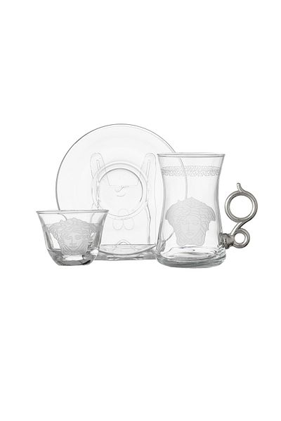 Byblos 18 Pieces Tea And Coffee set Turkish Consisting Of 6 Tea Cups + 6 Tea Saucers + 6 Saudi Coffee Cups