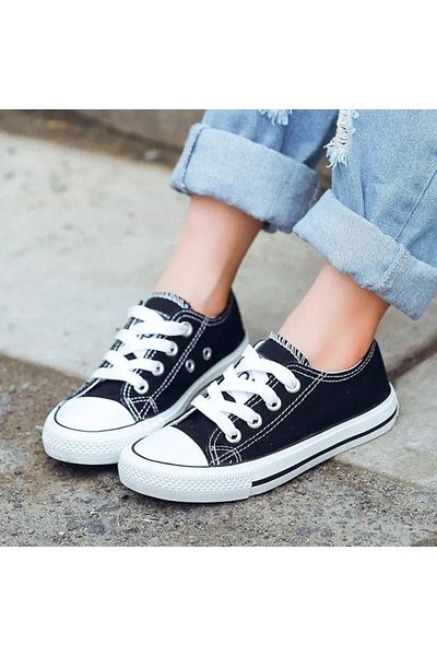 ELİTE STEP Negru Alb Scurt Cu șireturi Lenjerie Sport zilnic Lenjerie Pantofi pentru copii Pantofi unisex