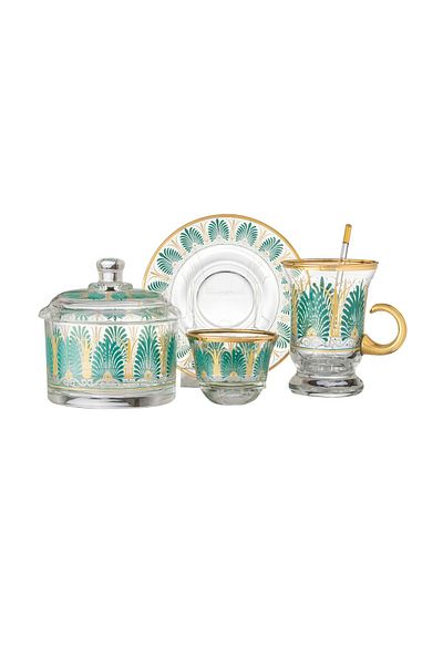 Byblos A 25-Piece Coffee & Tea Set  6 Coffee Cups 6 Tea Cups 6 Saucers 6 Tea Spoons A Sugar Bowl + A Lid