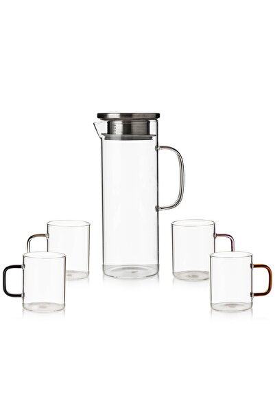 Dania طقم مشروبات زجاجي إبريق سعة 1.5 لتر مع 4 أكواب سعة 300 مل