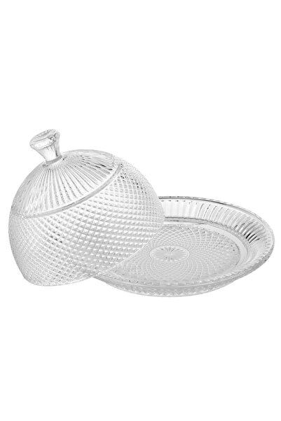 Elegant A Multi-Use Glass Plate With A Cover For Cupcakes Sweets And Dates Size 20 cm