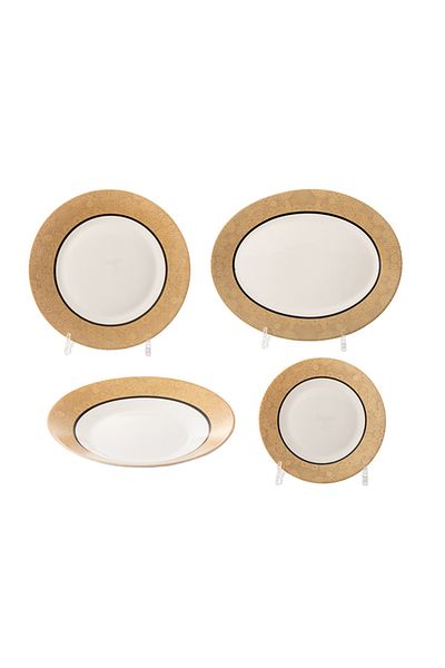Luminarc 19-Piece Dinnerware Set Gold/White 33x26cm