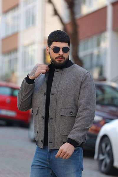 Savira Мъжко късо бомбър яке Slimfit от кашмирен плат