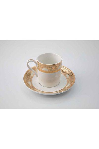 Dania 12-Piece Turkish Coffee Cups With Saucer Set Gold 31x23x6centimeter