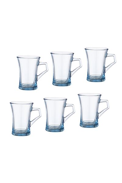 Pasabache A Set of 6-Piece Glass Tea Cups In Transparent Sky Color