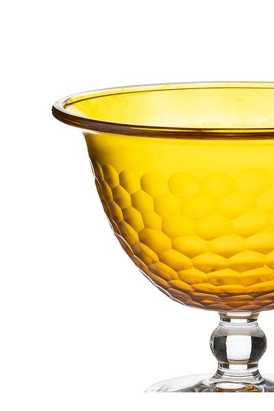 Dania Crystal plate honey color with a base for sweets and fruits and  16.5 cm 14 cm high Depth 10 cm