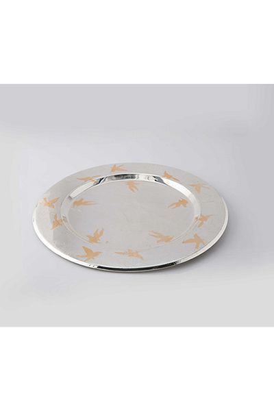 Dania Multi-Use Metal Tray Silver/Gold 30x30cm