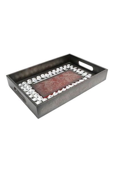 Dania Alloy Serving Tray Brown/Silver 48x34x7cm