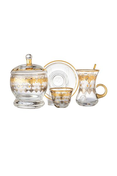 Dania 25 Pieces Coffee And Tea Set 6 Coffee Cups + 6 Tea Cups + 6 Saucers + 6 Sugar Tea Spoons With Lids