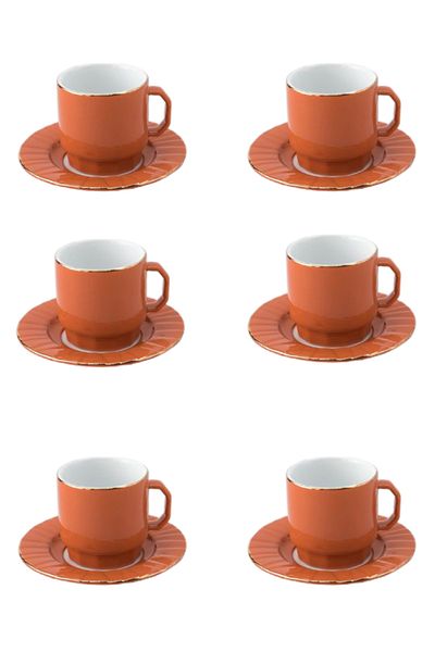 Dania 12-Piece Cup And Saucer Set Orange/White