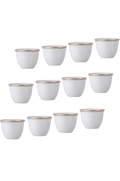 SAFA A set of 12 pieces of Saudi coffee cups, made of porcelain with a golden line