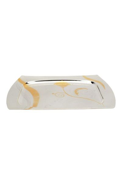 Dania Alloy Floral Designed Serving Tray Silver/Gold 25x2x36centimeter
