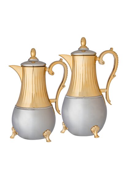 Dania 2 Pieces  Thermos Set For Coffee And Tea Silver And Gold 0.75 Liters + ...