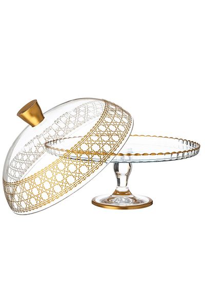 Pasabache Turkish crystal base cake stand with laser engraving Size 35 cm