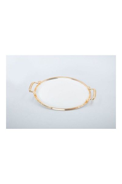 Dania Round Tray Set White/Gold 40x40cm