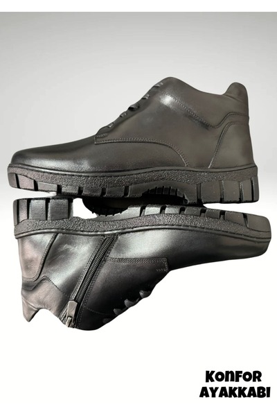 YALIN UNİFORMA %100 Deri Premium Fermuarlı Kısa Özel Güvenlik Bot