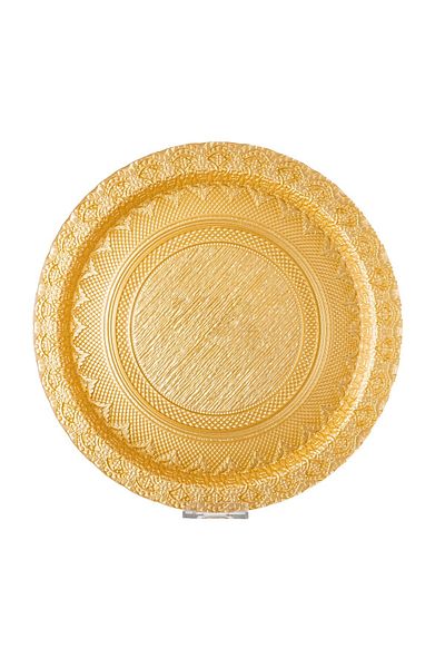 Byblos Glass Serving Dish For Sweets Chocolate And Fruits Multi-Use Size 32Cm Depth 3 Cm