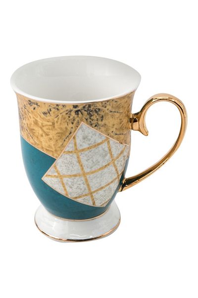 Dania Autumn Patterned Tea Cup Green/Brown/Off White 250ml