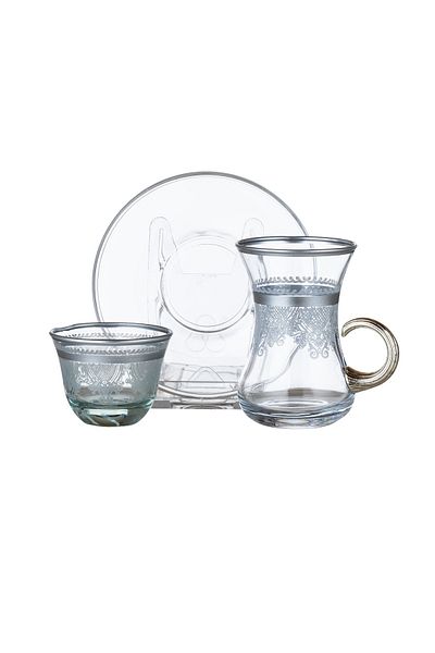 Dania Tea set with saucers and Saudi coffee made of crystal with laser engraving