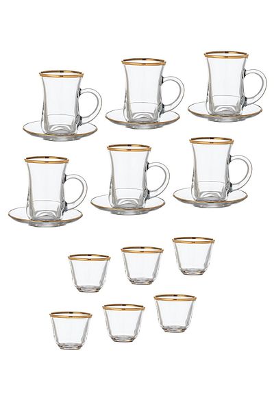 Dania An 18-piece Turkish tea & coffee set  6 tea cups 6 tea saucers 6 Saudi coffee cups