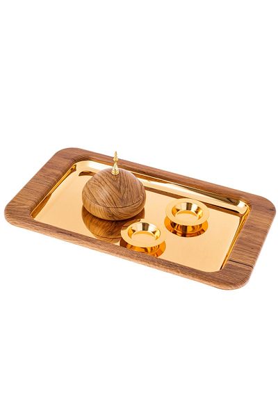 Dania Tamreya set consisting of 4 pieces 1 Tamreya with 2 stone seeds bowl and 1 stainless steel tray