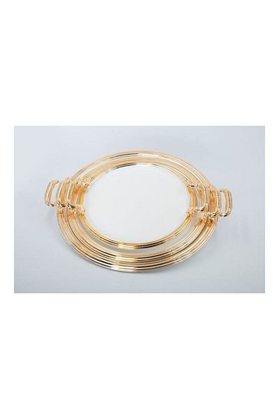 Dania 3 Piece Tray Set White/Gold 40x40cm