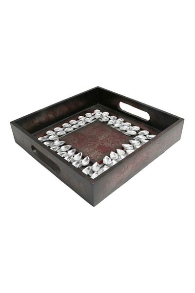 Dania Alloy Serving Tray Black/Red/Silver 32x32x7centimeter