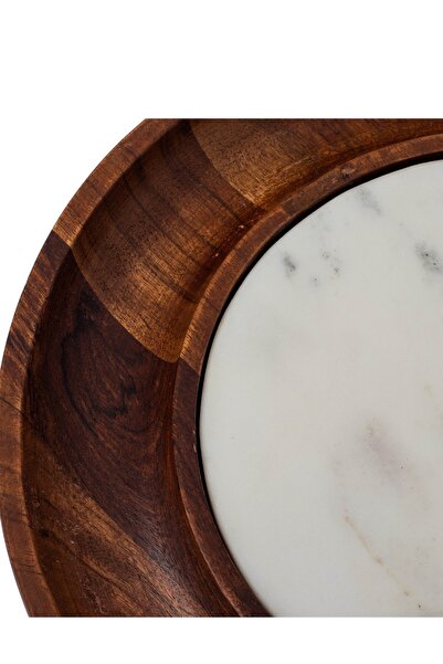 Dania Round wooden dish measuring 30 cm with marble decor in the middle
