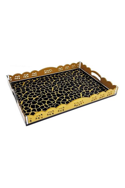 Dania Serving Tray Black/Gold 47x33x6cm