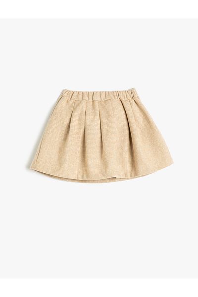 Koton Mini Skirt Pleated Belt Detailed Elastic Waist