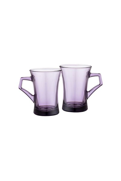 Pasabache A Set of 6-Piece Glass Tea Cups In Transparent Purple