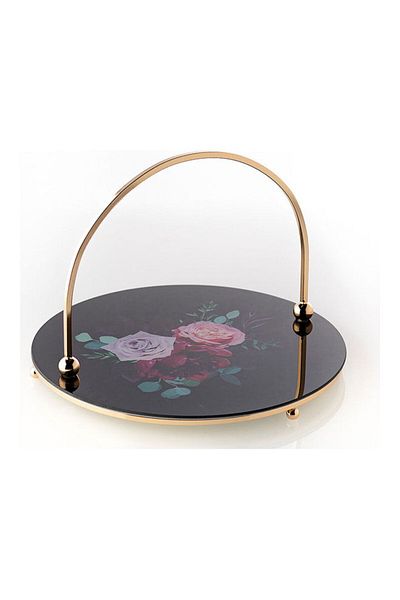 Dania Single Serving Plate With Holder Black/Gold 30 x 30 x 19cm
