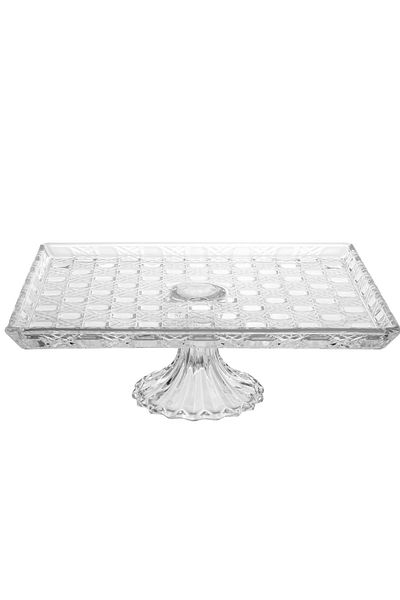 Elegant A multi-use glass serving dish with a base for sweets and fruits, size 31*26*11.5 cm