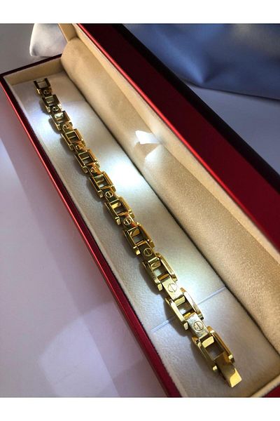 vogutima Screwed Gold Design Model Lighted in Box for Lover • Wife • Gift for Father Steel Bracelet