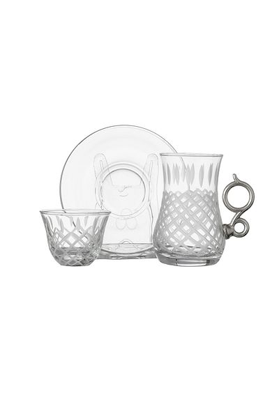 Byblos 18 Pieces Tea And Coffee Set Turkish Consisting Of 6 Tea Cups + 6 Tea Saucers + 6 Saudi Coffee Cups