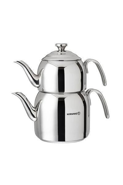 KORKMAZ Smore stainless steel teapot set of two sizes 1.1 + 2.3 liters