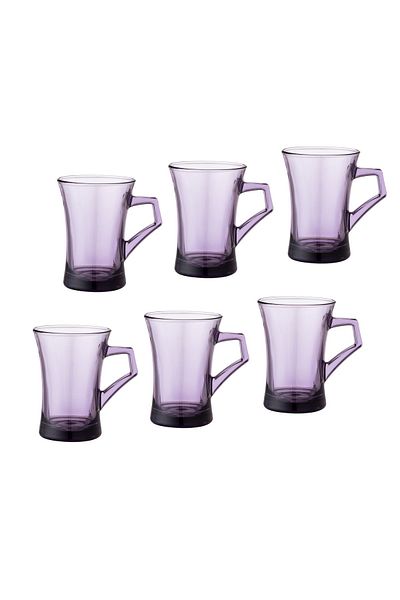 Pasabache A Set of 6-Piece Glass Tea Cups In Transparent Purple