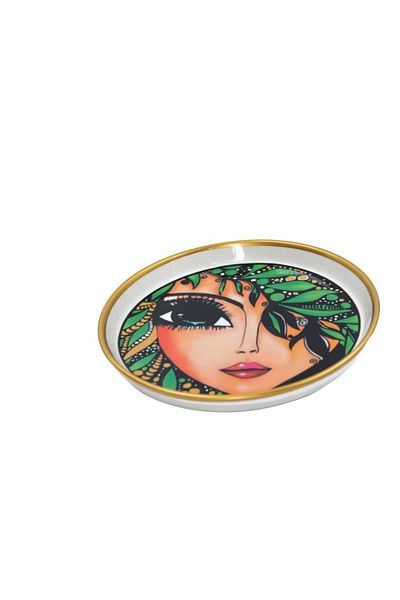 Dania Printed Multi-Use Plate Black/Beige/Green 25x25x3cm