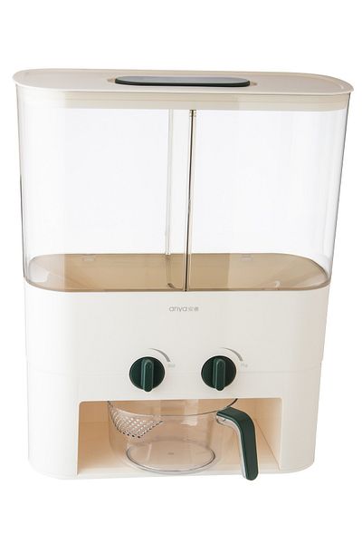 Generic Plastic storage and distribution box for rice and grains, two sections, capacity of 10 kg