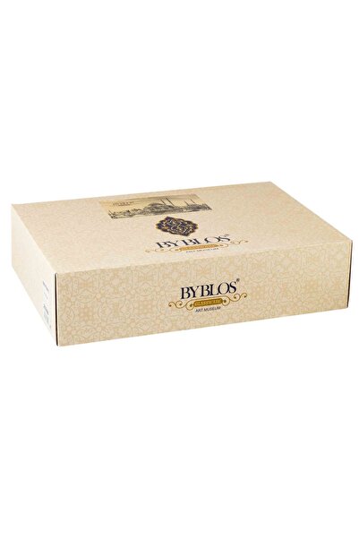 Byblos A transparent glass Turkish tea set consisting of 6 cups and 6 saucers with golden decor